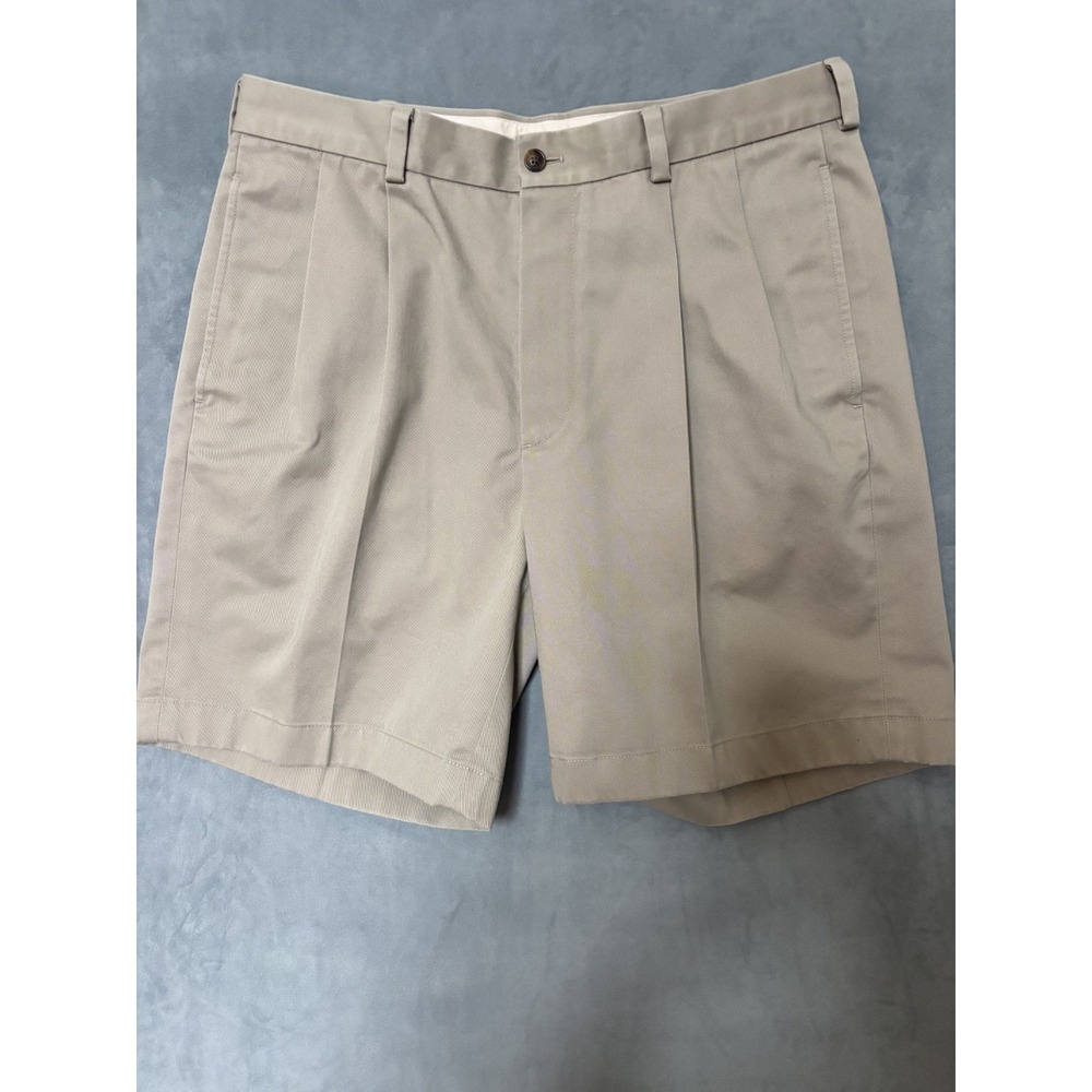 Brooks Brothers Shorts 346 Advantage Pleated Cotton Mens 34 Khaki
